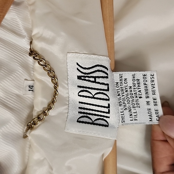 Vintage Bill Blass Womens Down Filled Full length Puffer Parka Coat White Sz 14 - Picture 12 of 15
